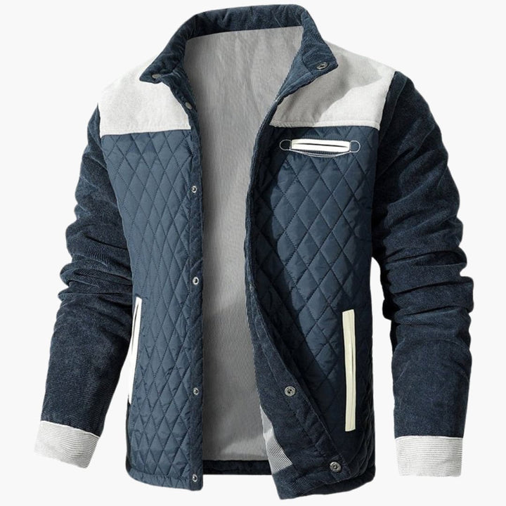 Herren Steppjacke mit Druckknöpfen und Kontrastpanelen