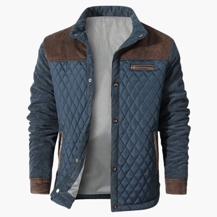 Herren Steppjacke mit Druckknöpfen und Kontrastpanelen