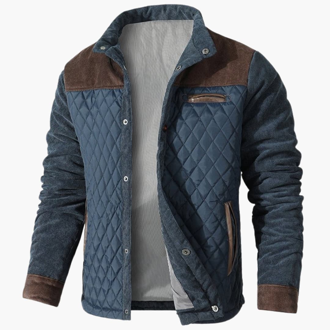 Herren Steppjacke mit Druckknöpfen und Kontrastpanelen
