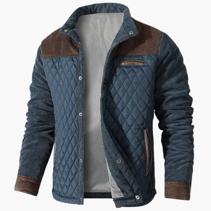 Herren Steppjacke mit Druckknöpfen und Kontrastpanelen