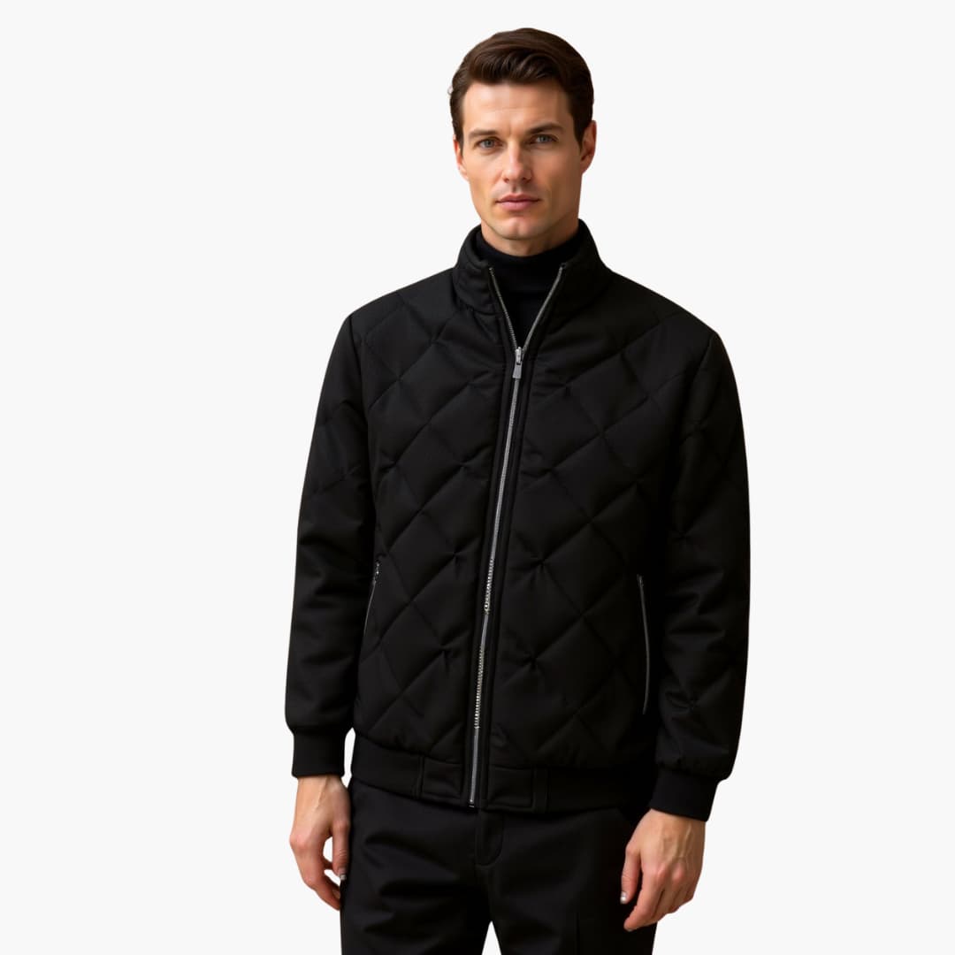 Herren Steppjacke mit Reißverschluss und Rippenbündchen
