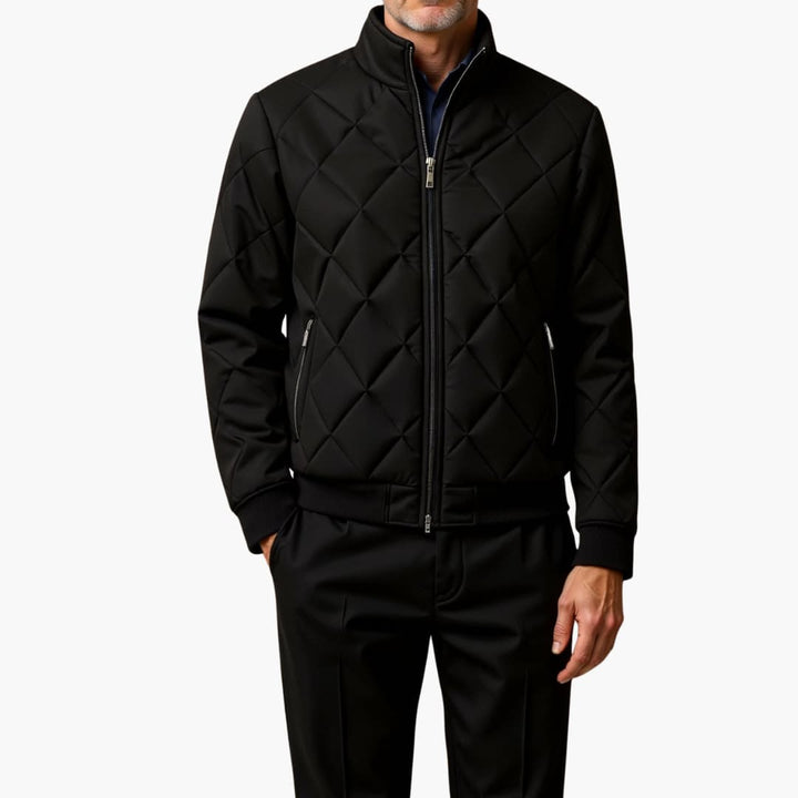 Herren Steppjacke mit Reißverschluss und Rippenbündchen