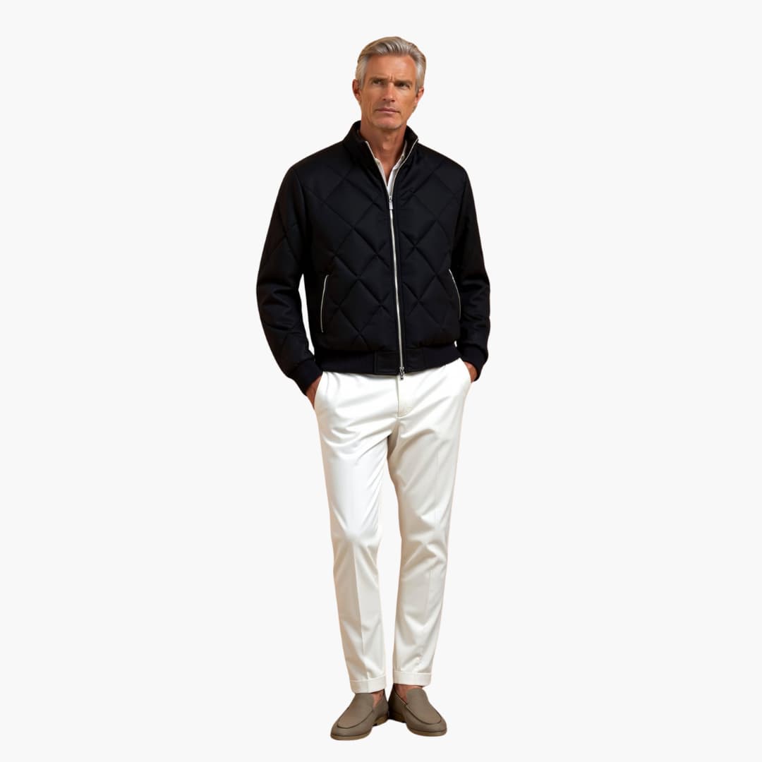 Herren Steppjacke mit Reißverschluss und Rippenbündchen