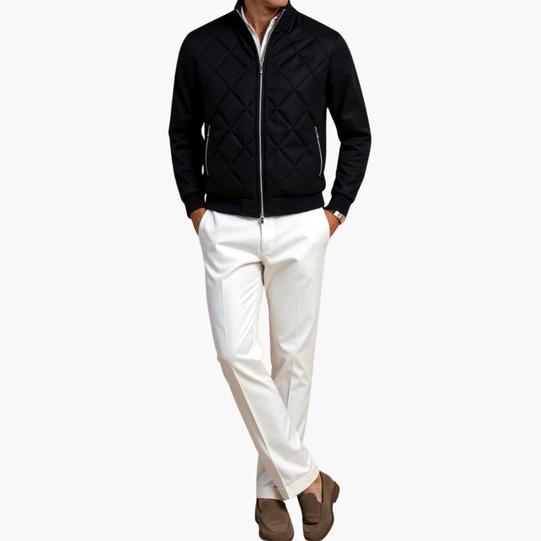 Herren Steppjacke mit Reißverschluss und Rippenbündchen