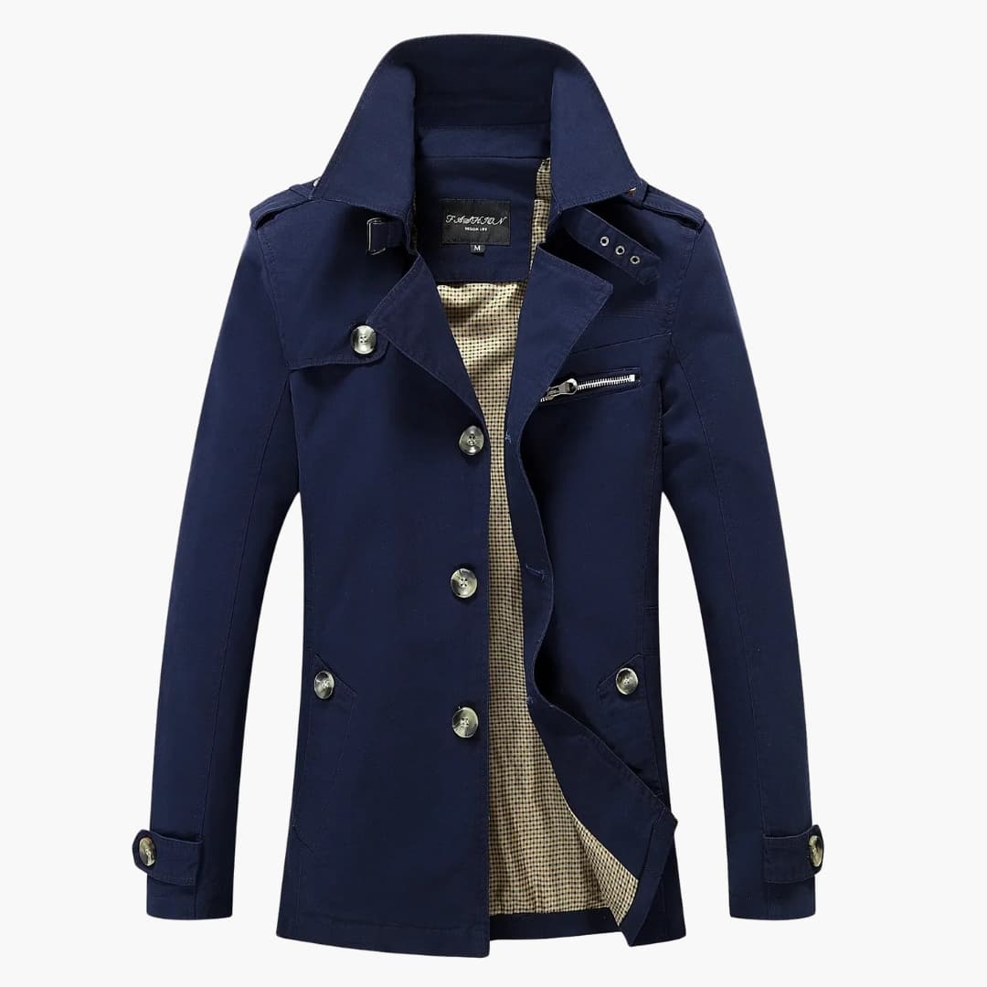 Herren Trenchcoat mit Gürtel und Knopfleiste