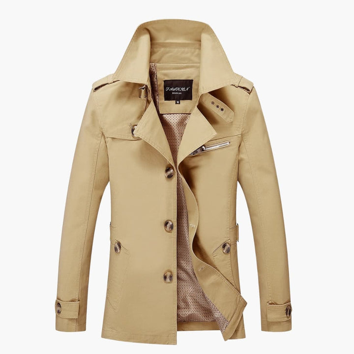 Herren Trenchcoat mit Gürtel und Knopfleiste