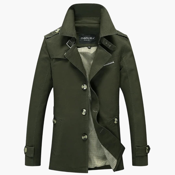 Herren Trenchcoat mit Gürtel und Knopfleiste