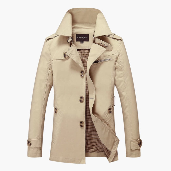 Herren Trenchcoat mit Gürtel und Knopfleiste