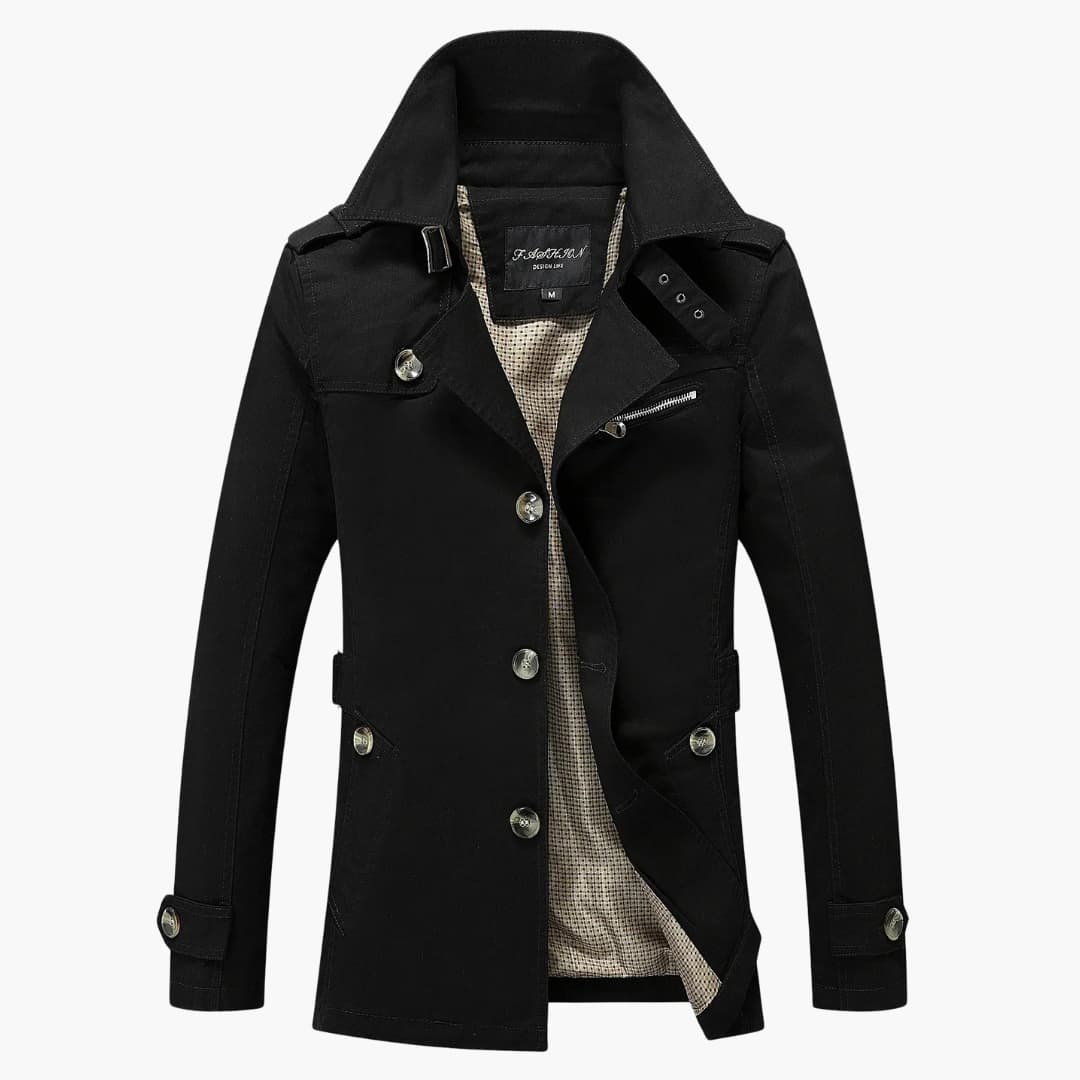 Herren Trenchcoat mit Gürtel und Knopfleiste