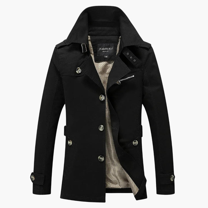 Herren Trenchcoat mit Gürtel und Knopfleiste