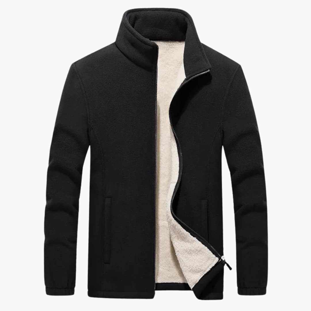 Herren Winter Fleecejacke mit Reißverschluss und Stehkragen