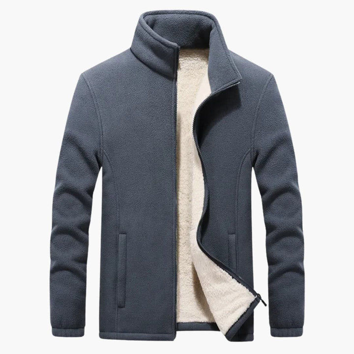 Herren Winter Fleecejacke mit Reißverschluss und Stehkragen