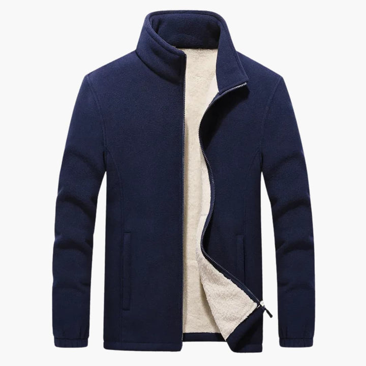 Herren Winter Fleecejacke mit Reißverschluss und Stehkragen
