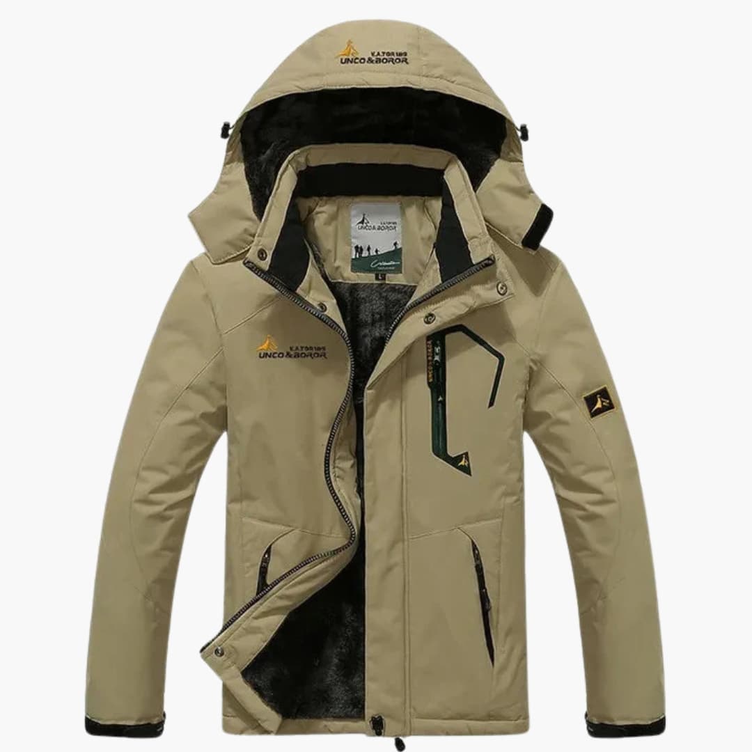 Herren Winterjacke mit Reißverschluss und abnehmbarer Kapuze