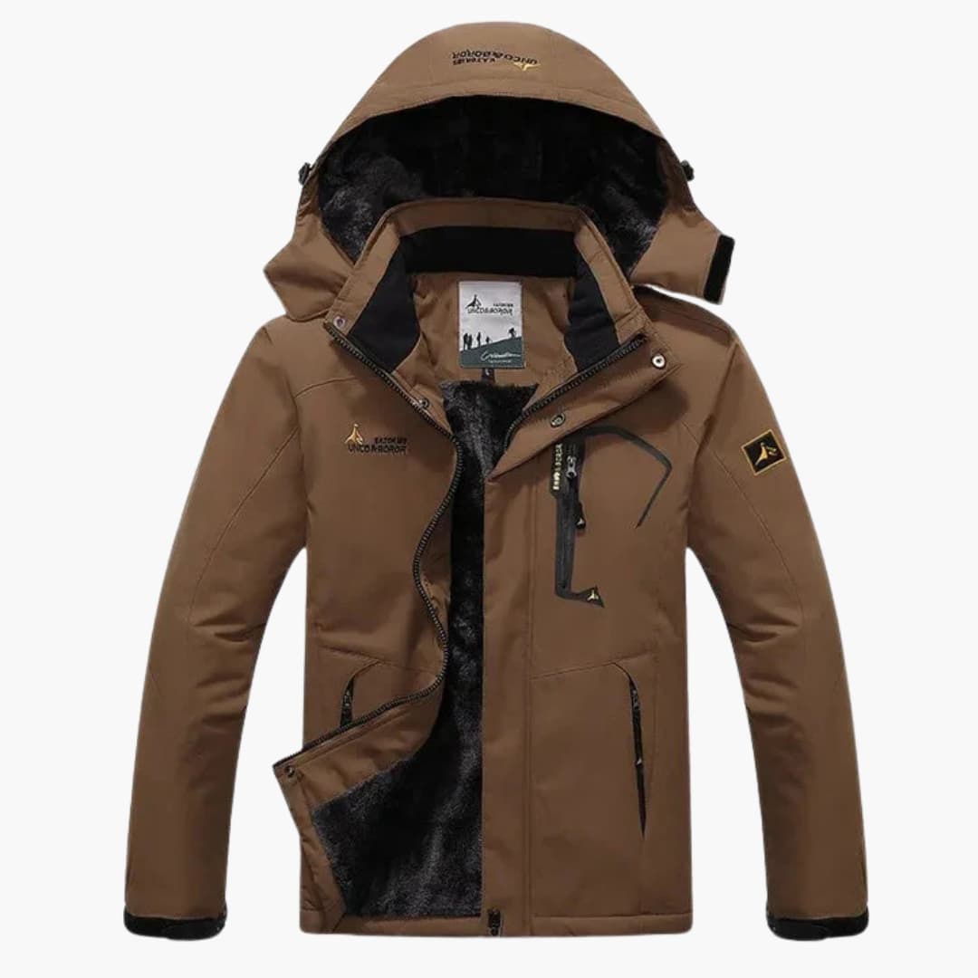 Herren Winterjacke mit Reißverschluss und abnehmbarer Kapuze