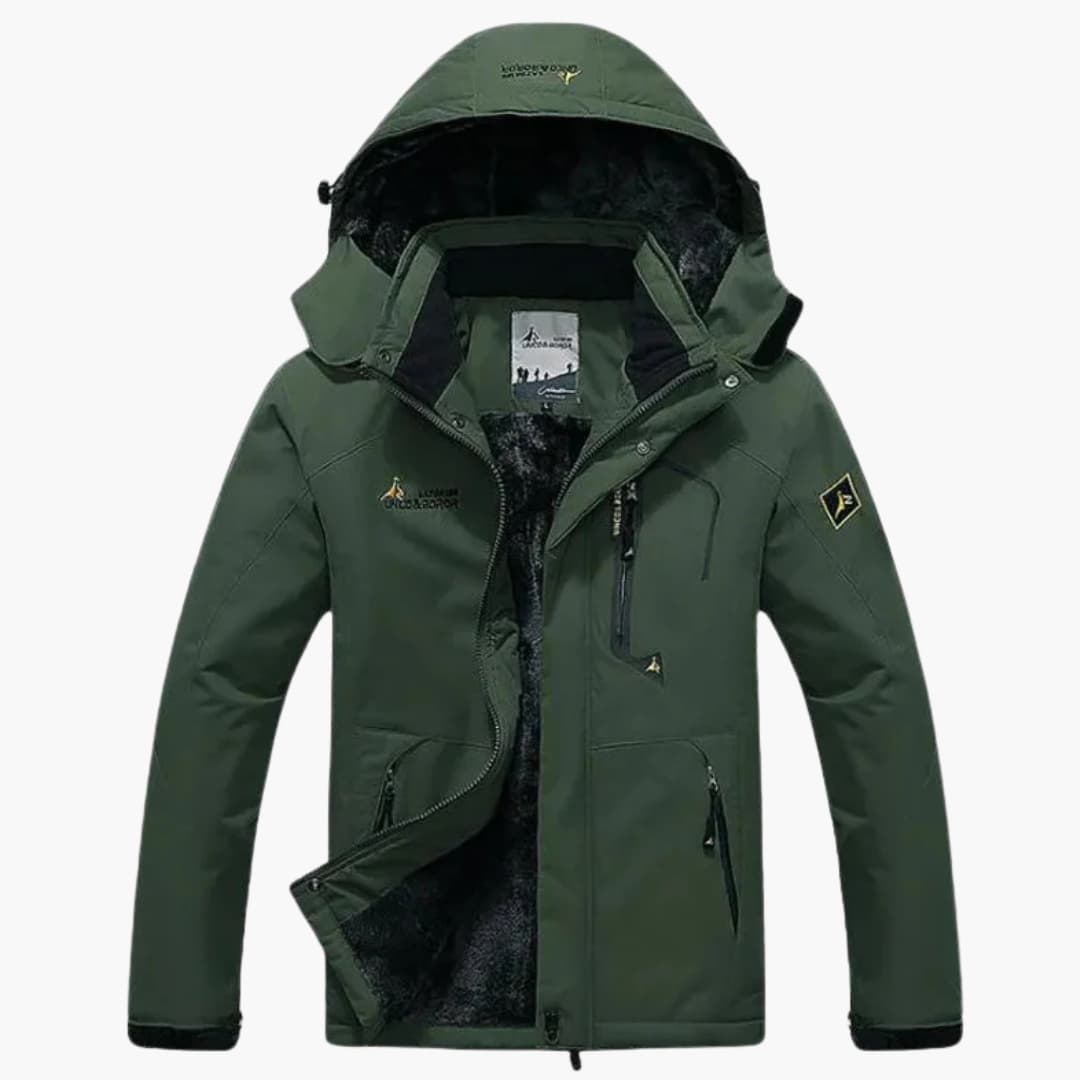 Herren Winterjacke mit Reißverschluss und abnehmbarer Kapuze