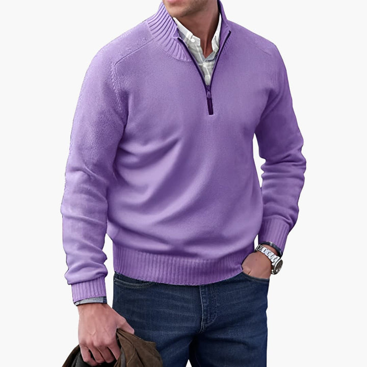 Herren Zip-Up Pullover mit geripptem Saum