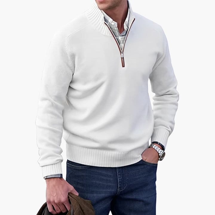 Herren Zip-Up Pullover mit geripptem Saum