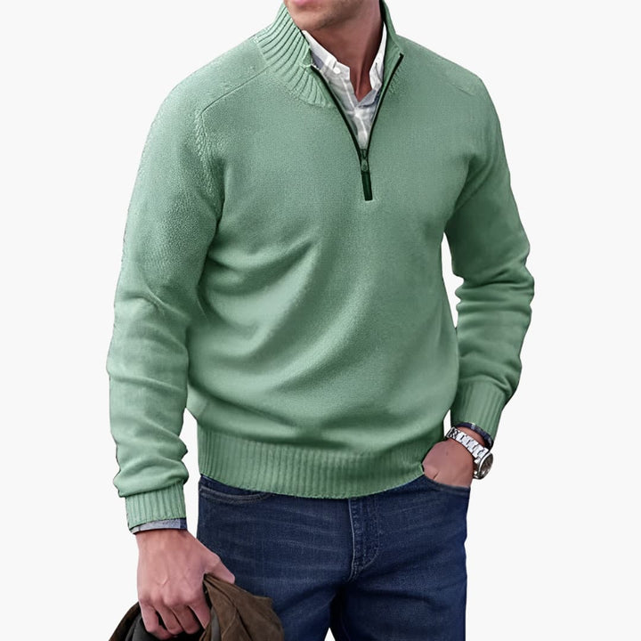 Herren Zip-Up Pullover mit geripptem Saum