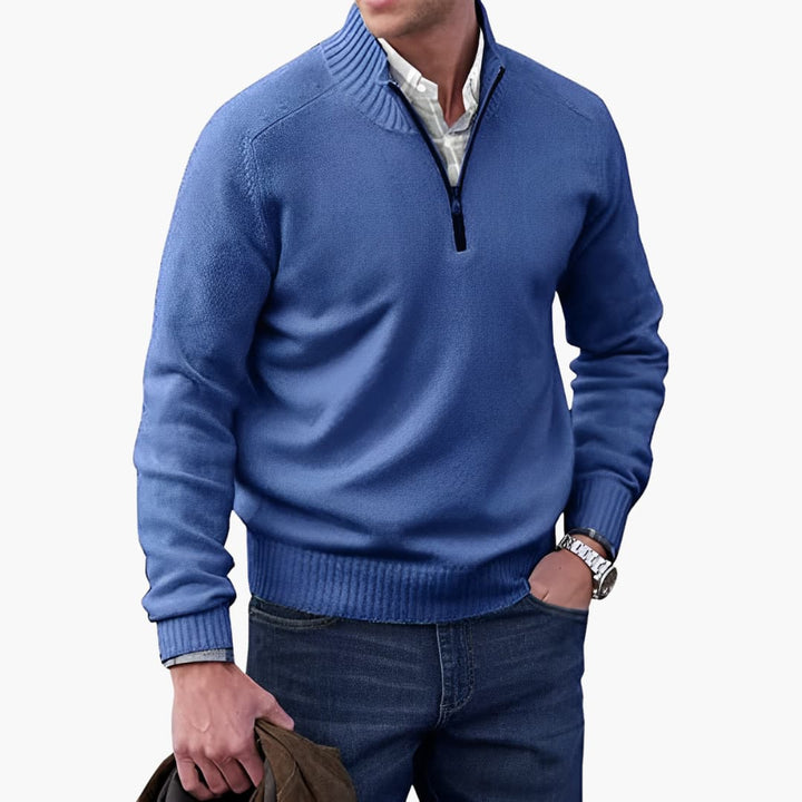 Herren Zip-Up Pullover mit geripptem Saum
