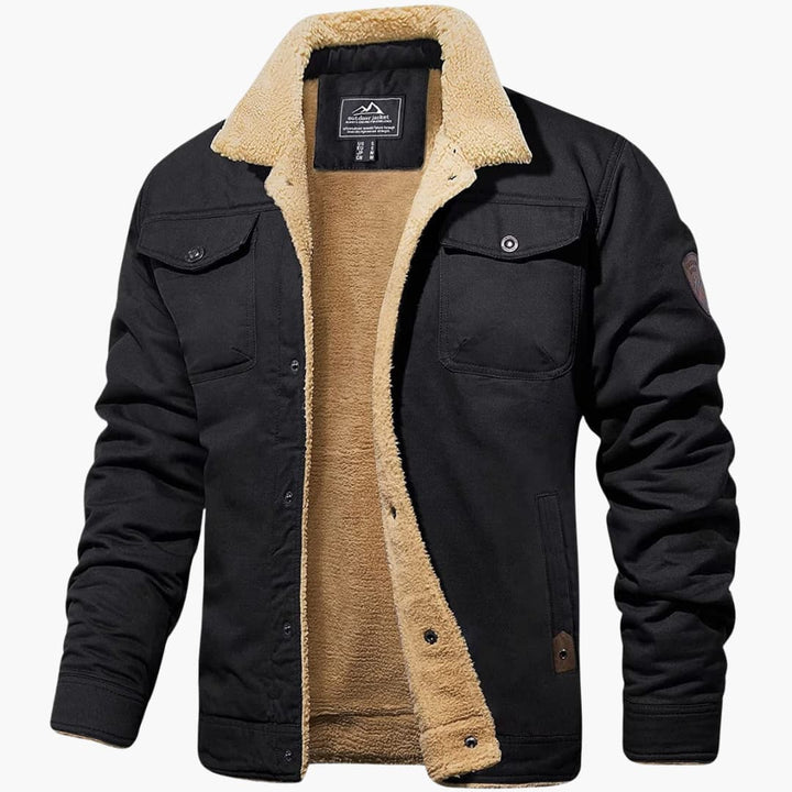 Herren jacke mit Sherpa-Kragen und Knopfverschluss