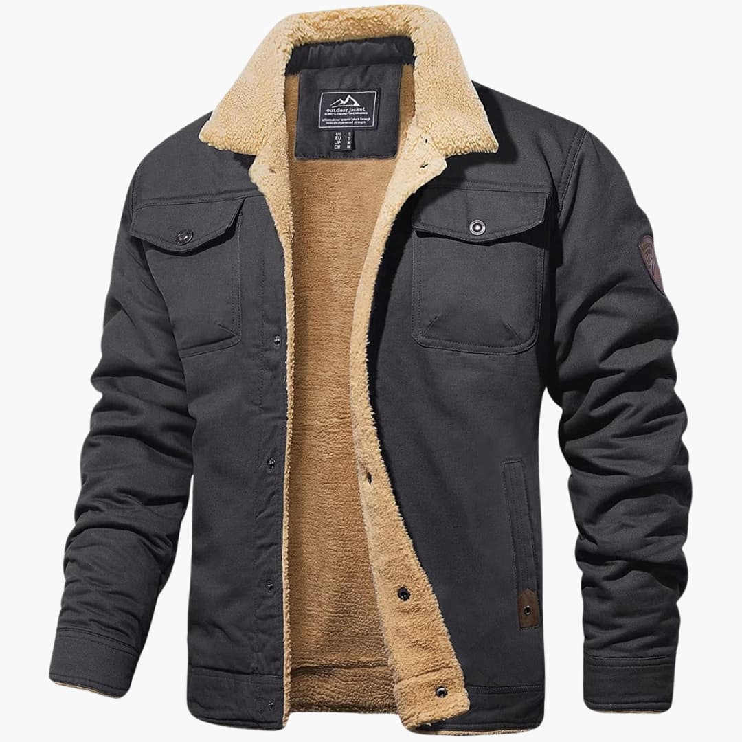 Herren jacke mit Sherpa-Kragen und Knopfverschluss