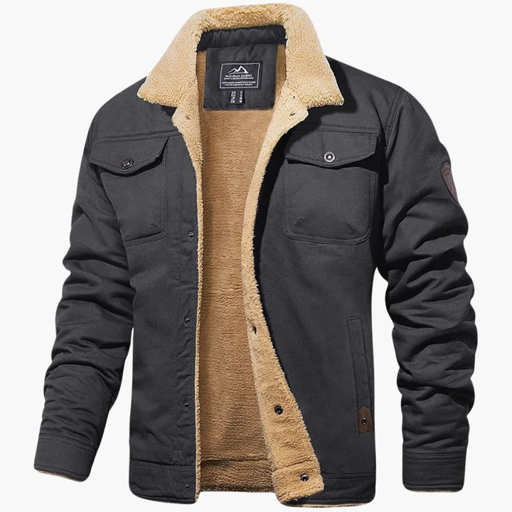 Herren jacke mit Sherpa-Kragen und Knopfverschluss