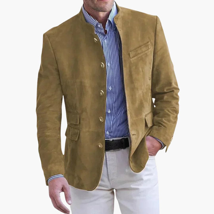 Blazer für Herren mit Stehkragen Knopfleiste und Pattentaschen