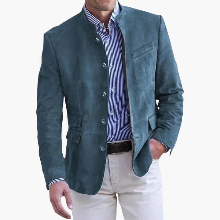 Blazer für Herren mit Stehkragen Knopfleiste und Pattentaschen
