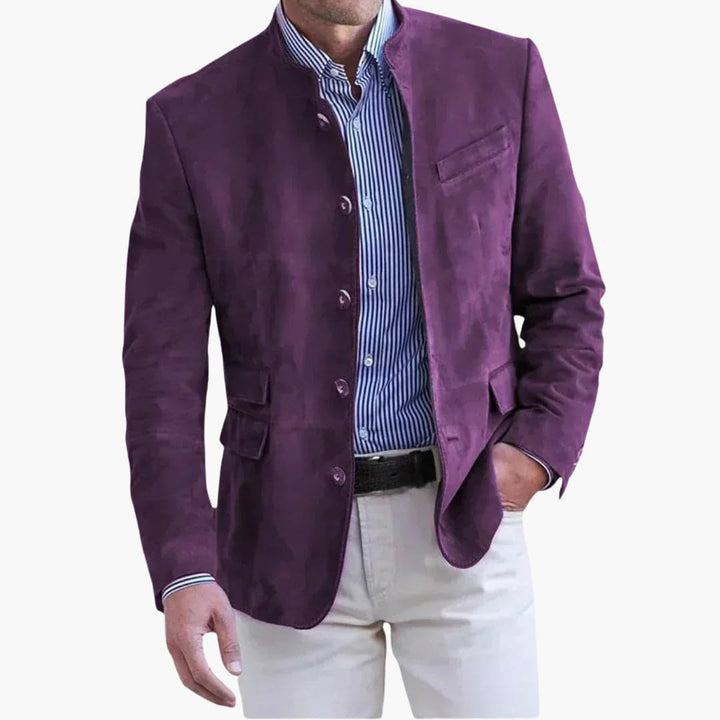 Blazer für Herren mit Stehkragen Knopfleiste und Pattentaschen