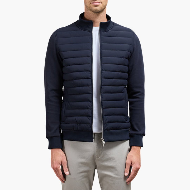 Herren gesteppte Jacke mit Reißverschluss und Stehkragen