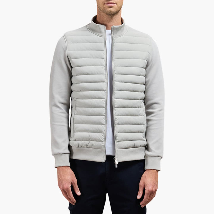 Herren gesteppte Jacke mit Reißverschluss und Stehkragen