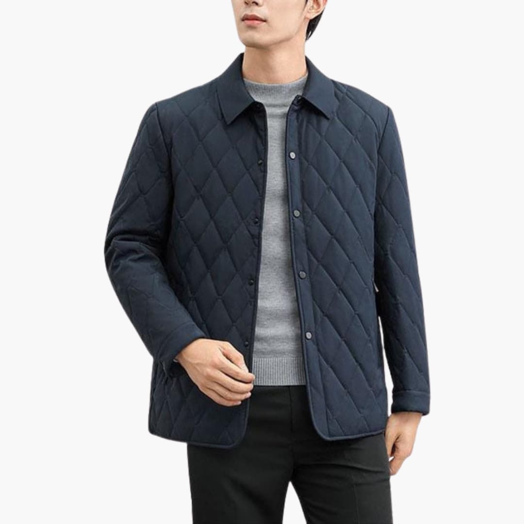 Herren gesteppte Jacke mit Reißverschluss und Stehkragen