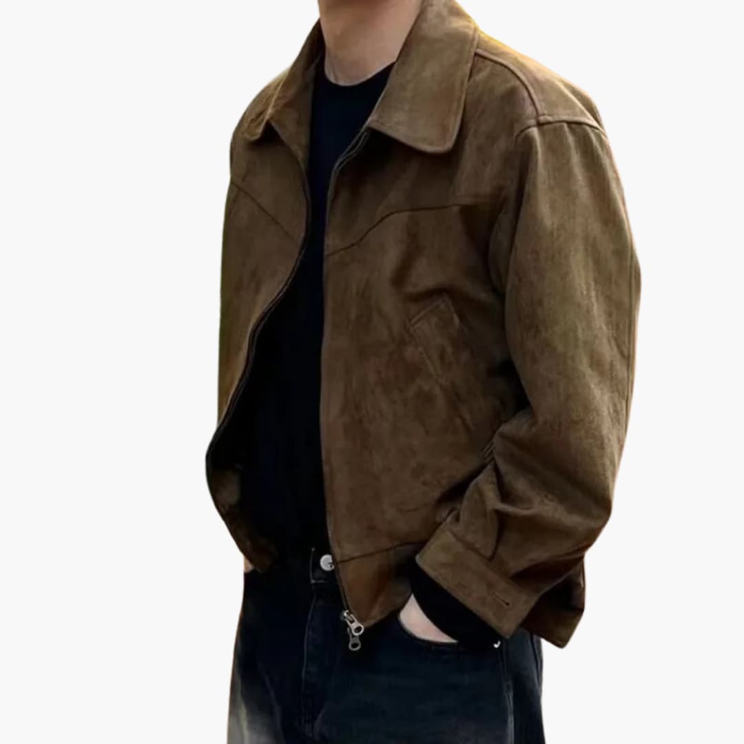 Herrenjacke mit Hemdkragen und Reißverschluss