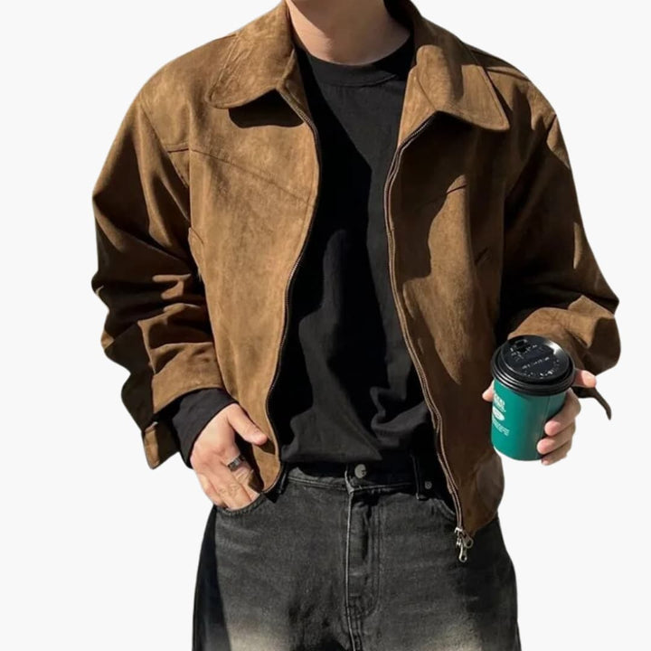 Herrenjacke mit Hemdkragen und Reißverschluss