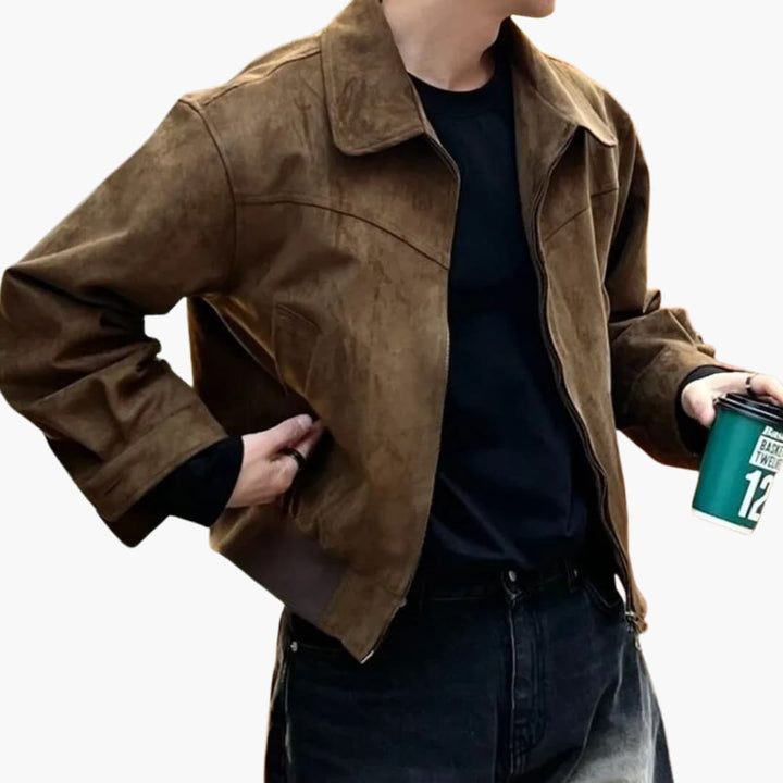 Herrenjacke mit Hemdkragen und Reißverschluss