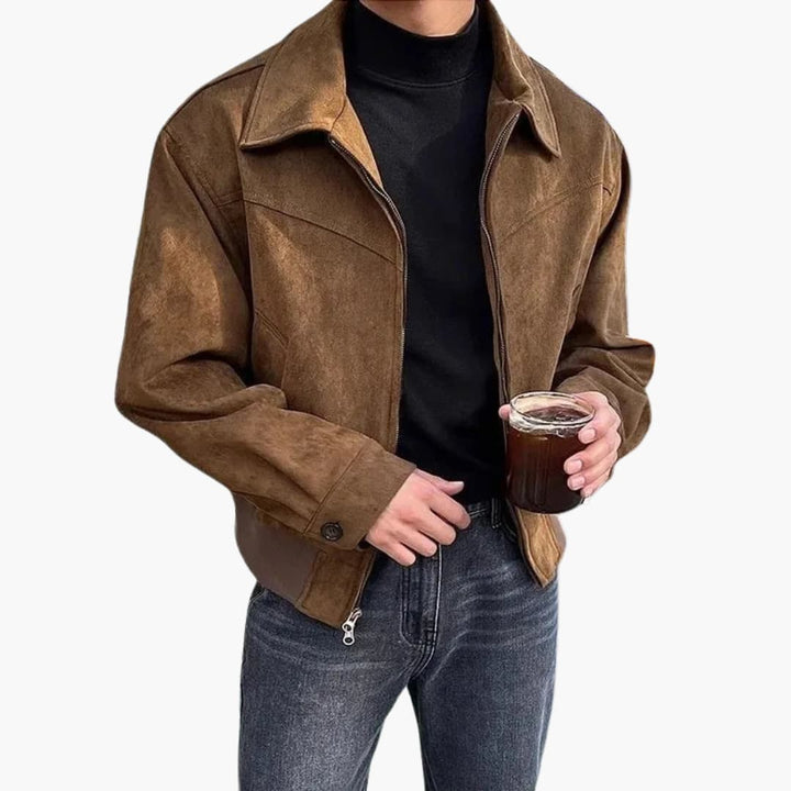 Herrenjacke mit Hemdkragen und Reißverschluss