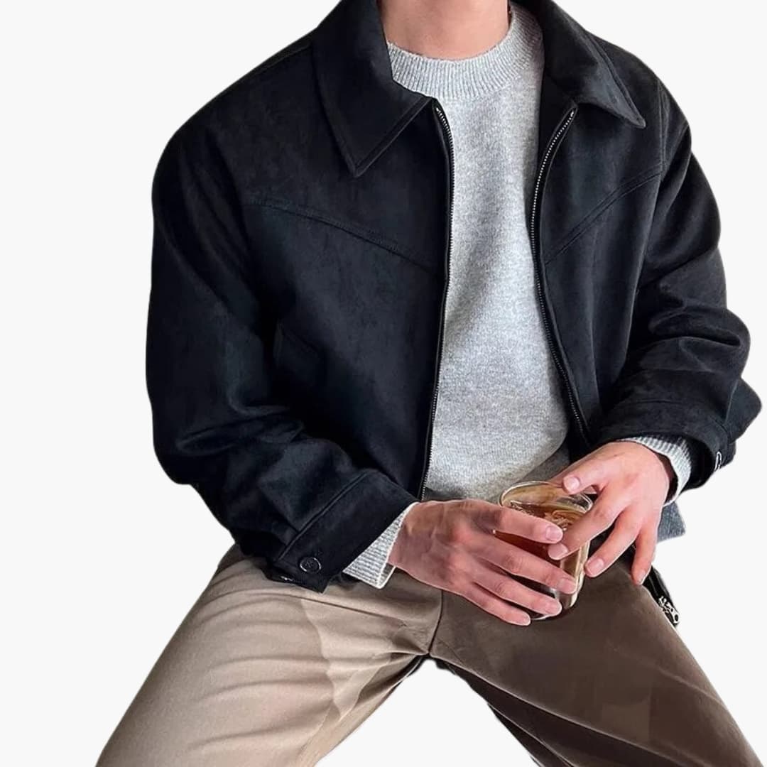Herrenjacke mit Hemdkragen und Reißverschluss