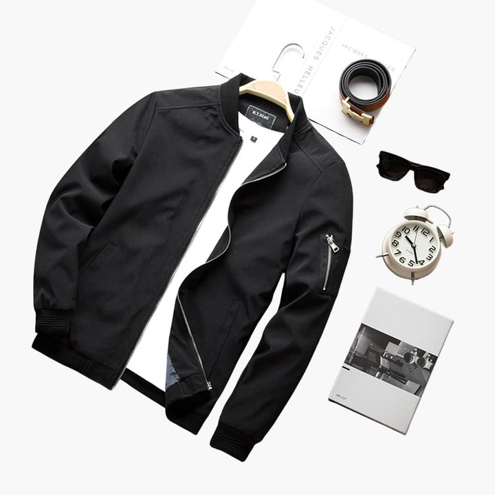 Herrenjacke mit Reißverschluss und Rippenbündchen
