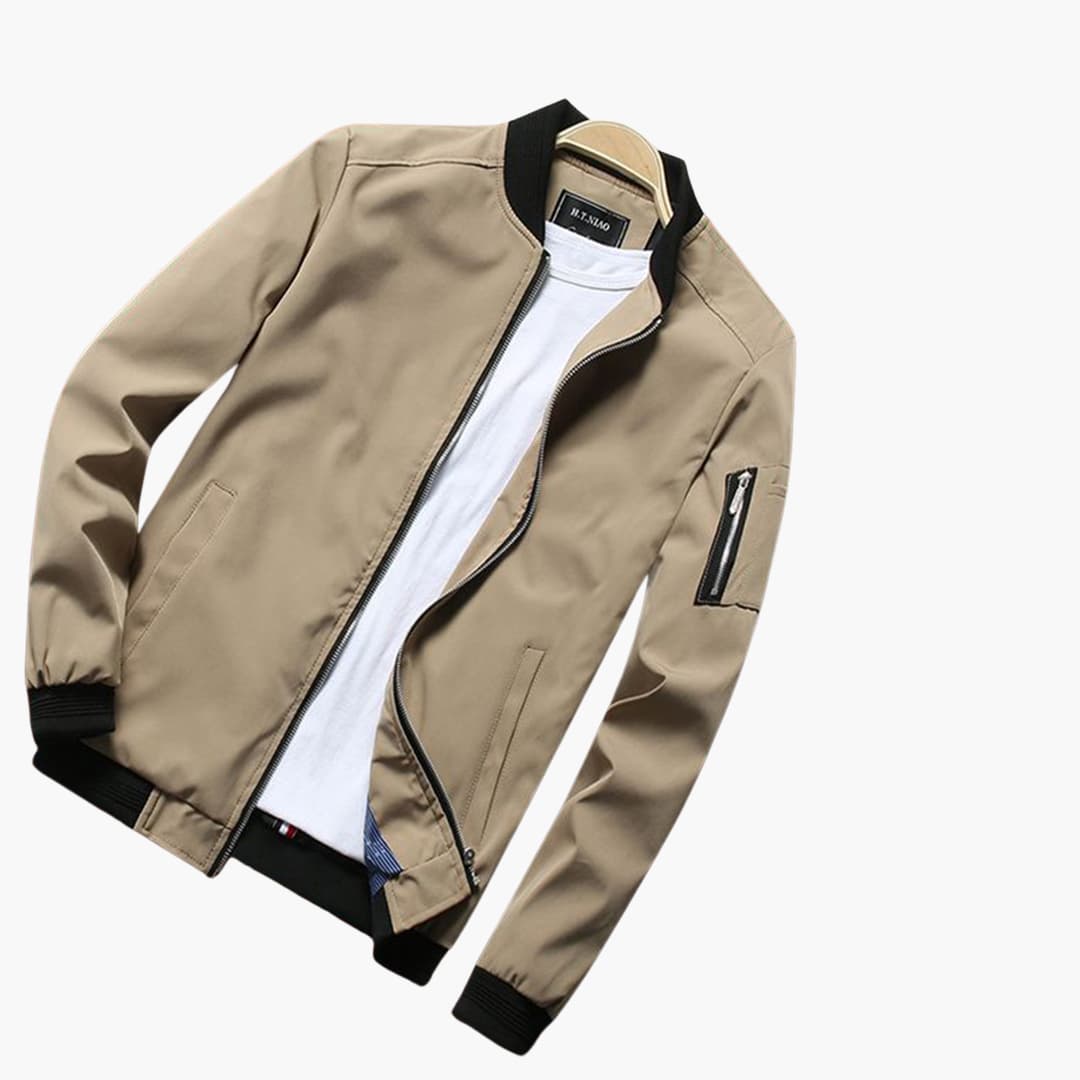 Herrenjacke mit Reißverschluss und Rippenbündchen