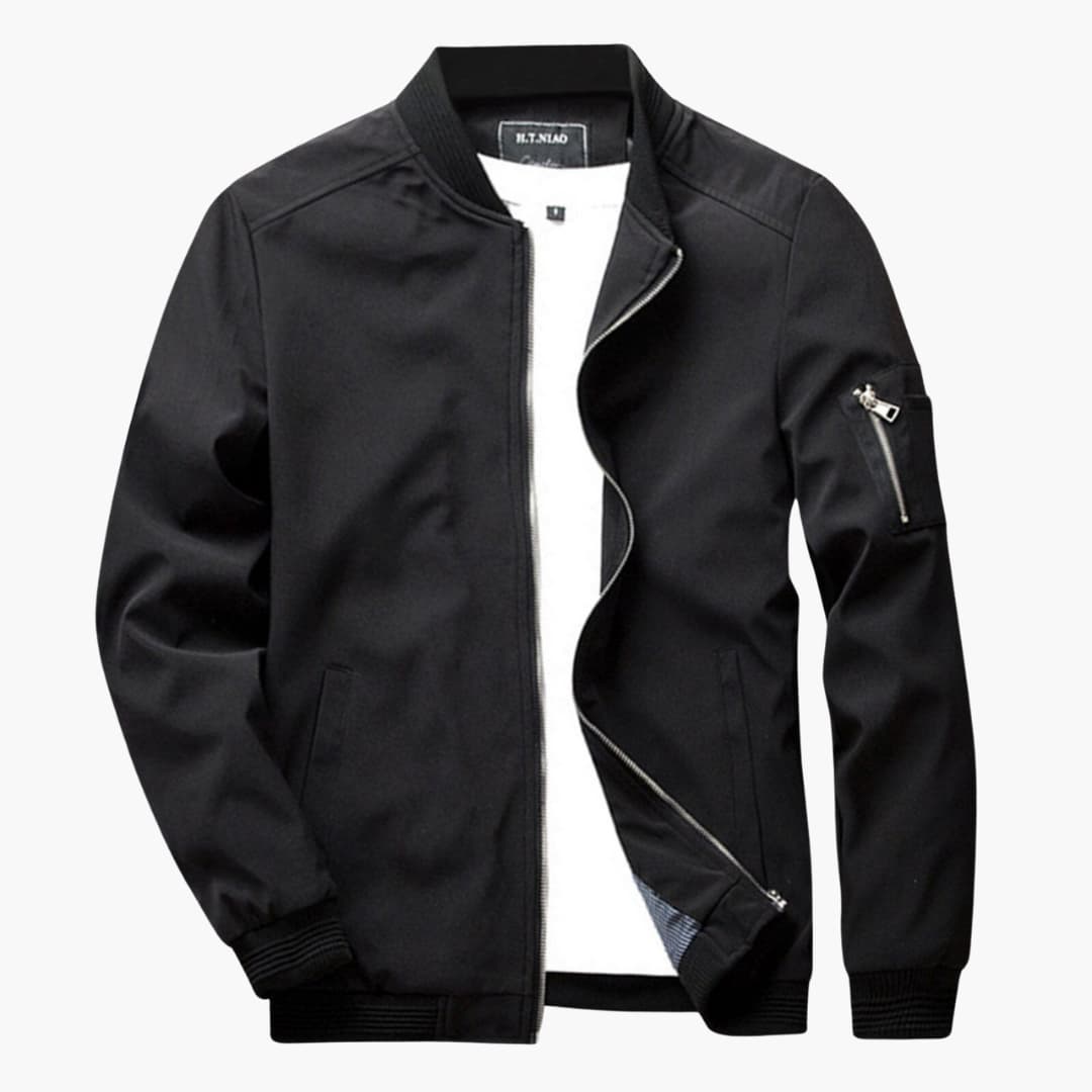 Herrenjacke mit Reißverschluss und Rippenbündchen