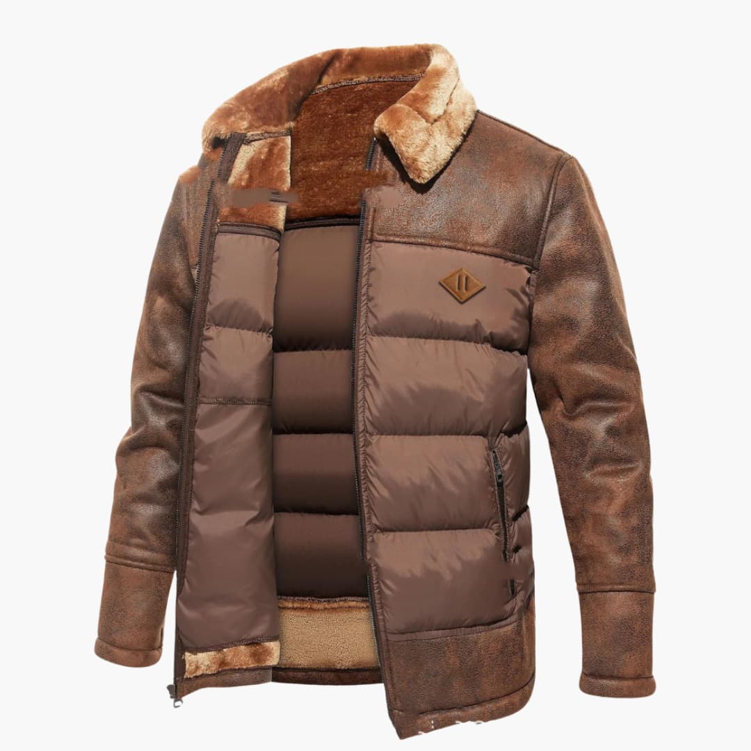 Herrenjacke mit Reißverschluss und gesteppter Oberfläche