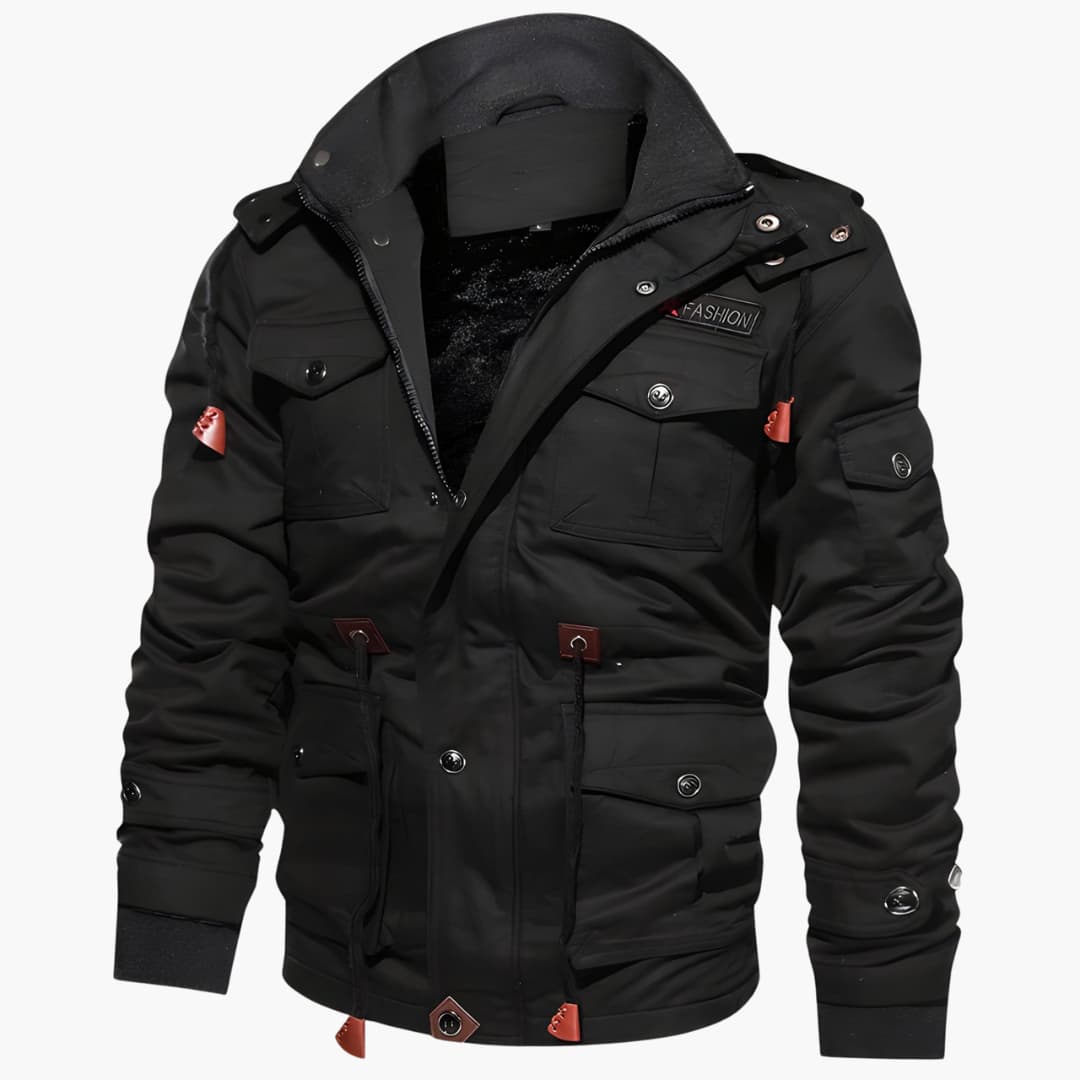 Herrenjacke mit Stehkragen und mehreren Taschen