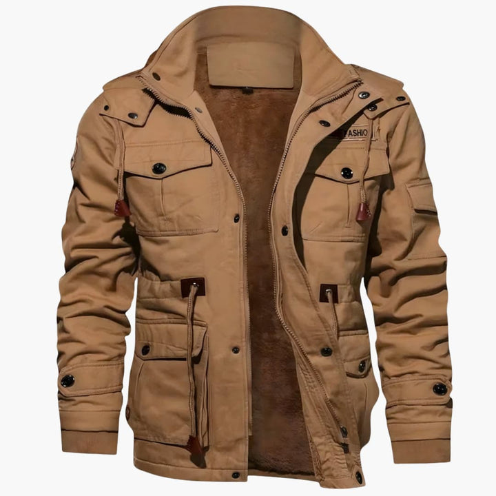 Herrenjacke mit Stehkragen und mehreren Taschen