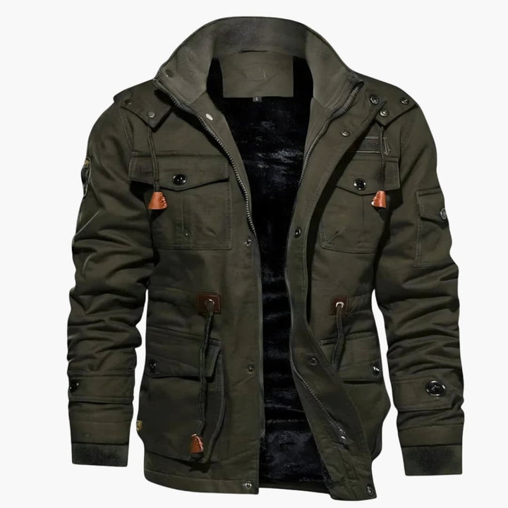Herrenjacke mit Stehkragen und mehreren Taschen