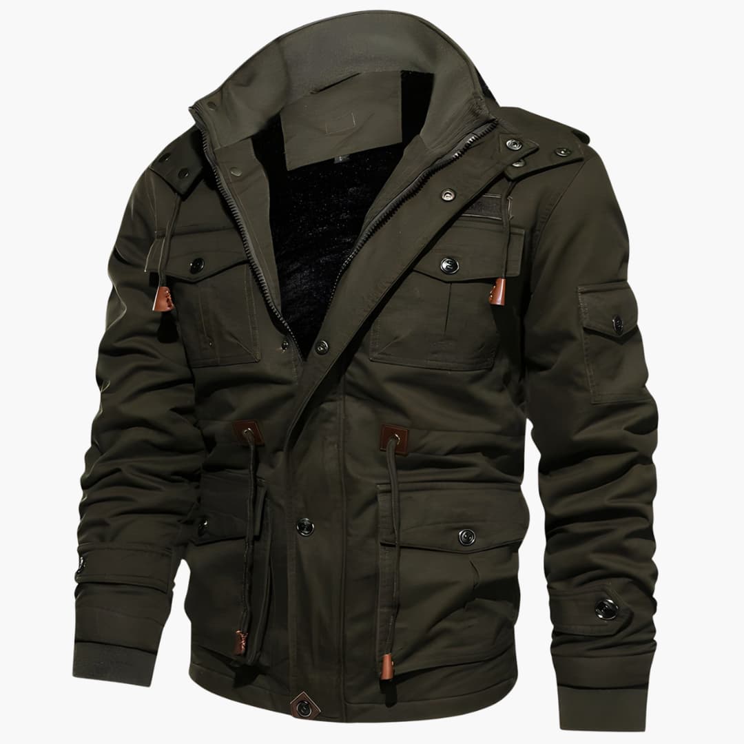 Herrenjacke mit Stehkragen und mehreren Taschen