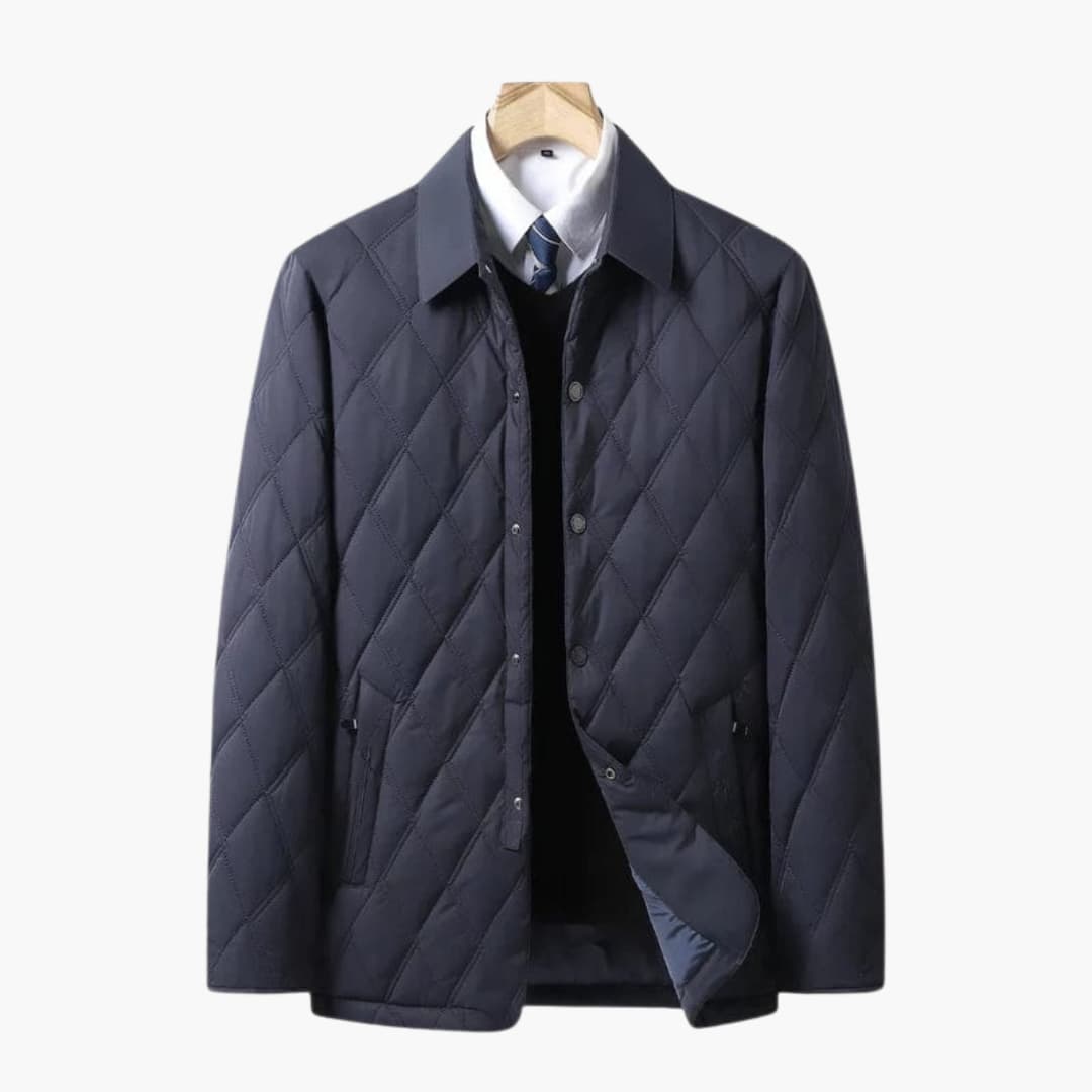 Herrliche gesteppte Jacke mit Druckknopfverschluss und Kentkragen