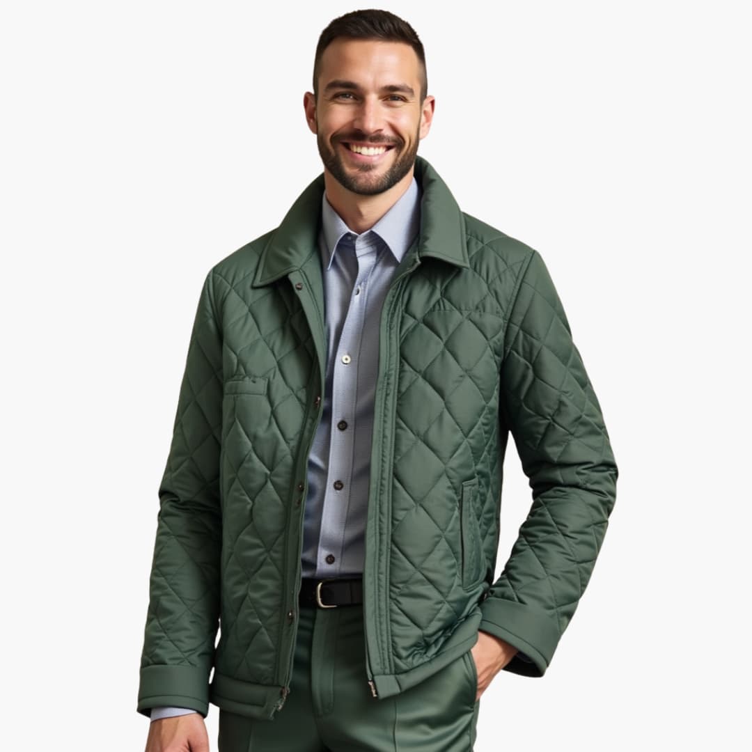 Herrliche gesteppte Jacke mit Druckknopfverschluss und Kentkragen