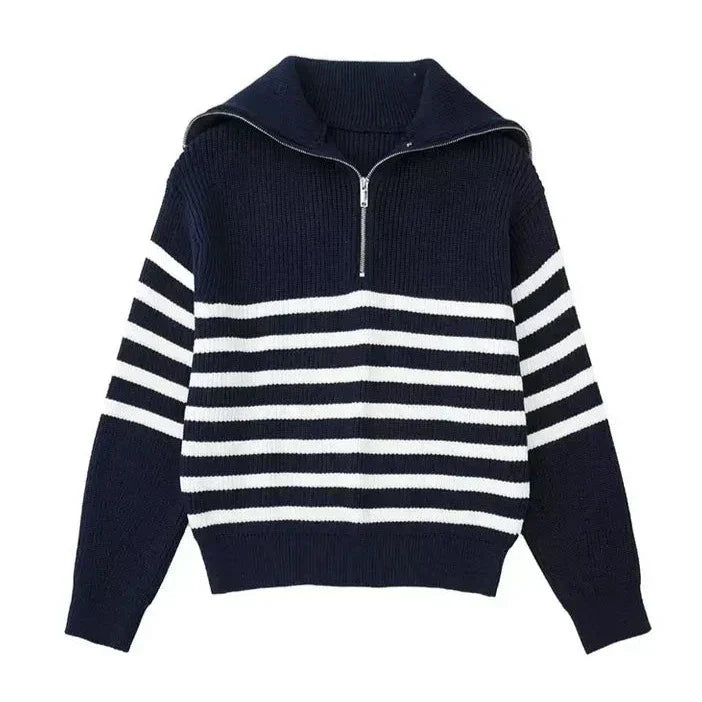 Ulrich | Gestreifter Pullover mit Reißverschluss