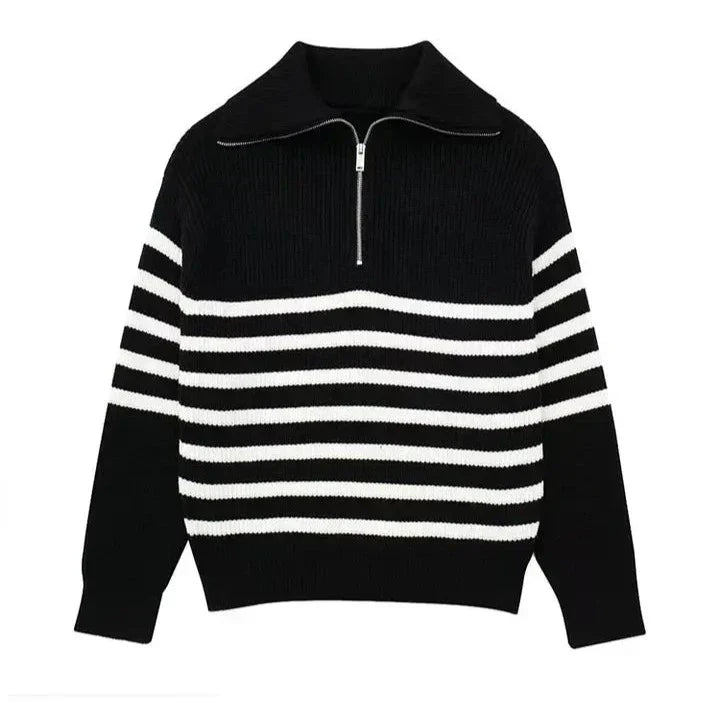 Ulrich | Gestreifter Pullover mit Reißverschluss
